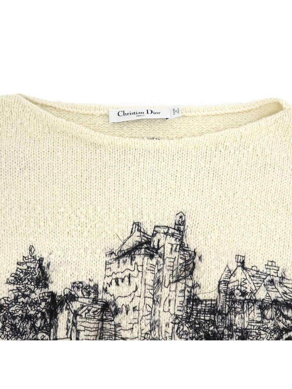 Dior Toile de Jouy Scottish Blend Knit Sweater Ivory Black - Picture 4 of 9
